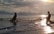 Cận cảnh kéo lưới trên bãi biển Đà Nẵng lúc bình minh