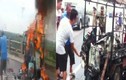 Xe ba gác bốc cháy dữ dội trên cầu Vĩnh Tuy