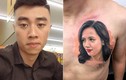 Chồng chịu đau 9 tiếng để xăm chân dung vợ lên ngực