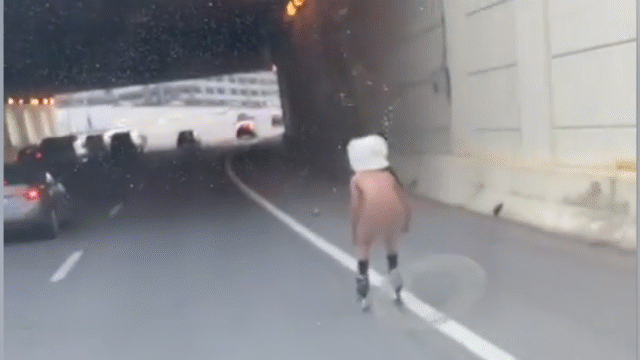 Video: Người đàn ông khỏa thân trượt patin trên đường cao tốc