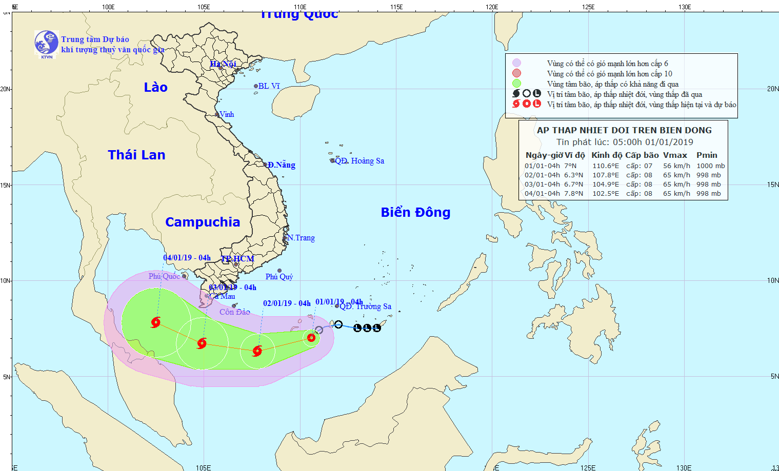 Khẩn: Bão số 1 mạnh cấp 8-10 cách đất liền Nam Bộ 500km