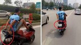 Công an tìm ra người đi xe máy bằng chân trên đường Hà Nội
