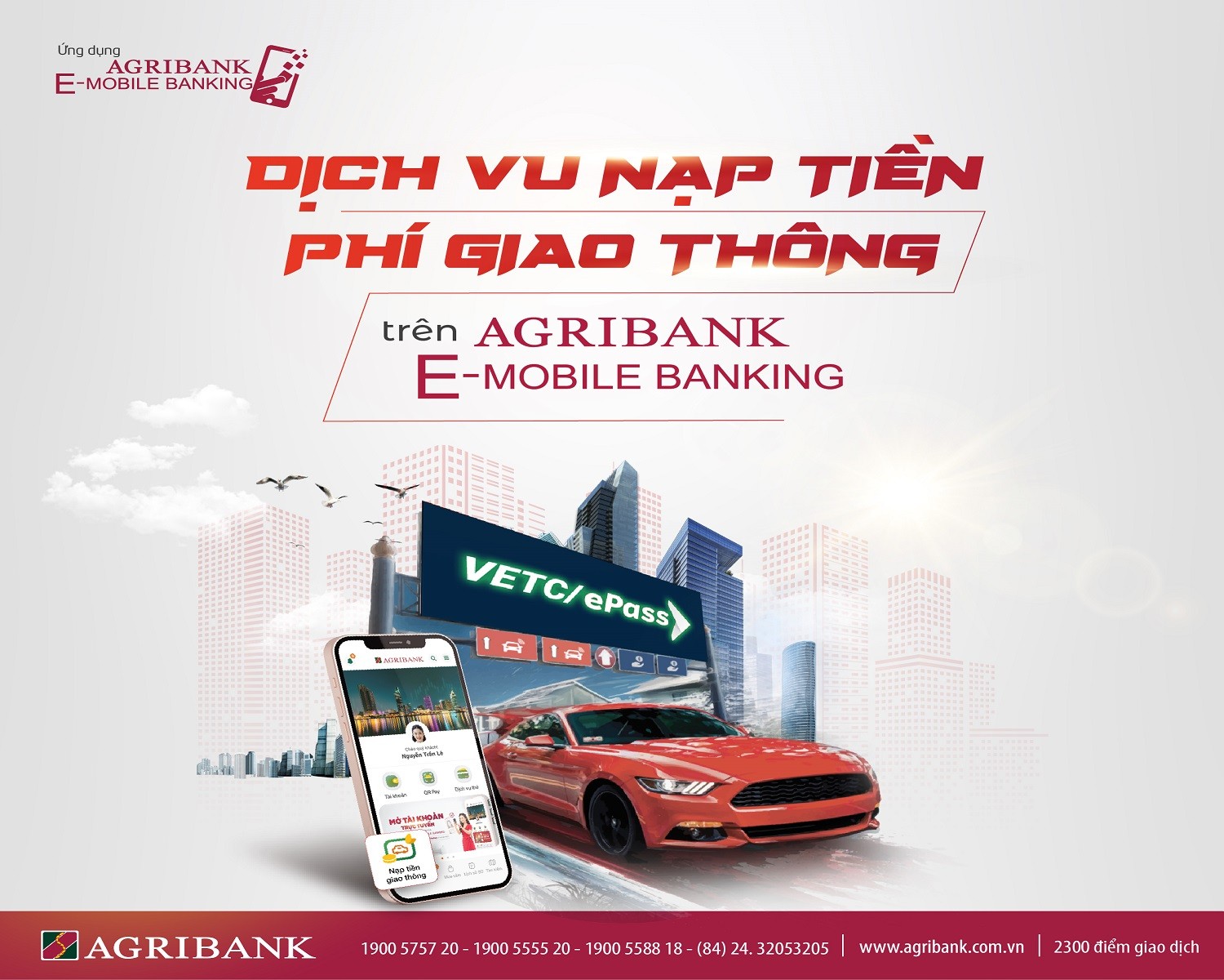 Agribank trien khai them dich vu nap tien vao tai khoan giao thong VETC va EPASS tren ung dung Agribank E-Mobile Banking
