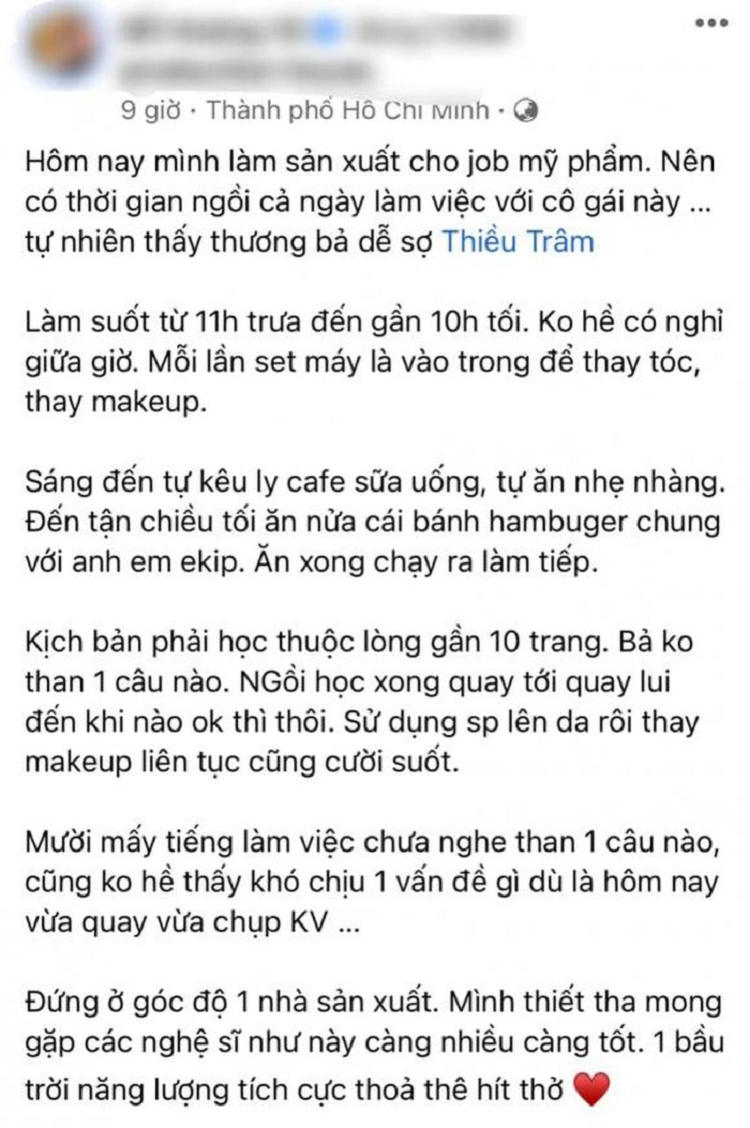 Thieu Bao Tram nhan duoc 'mua loi khen' qua tiet lo nguoi trong nghe
