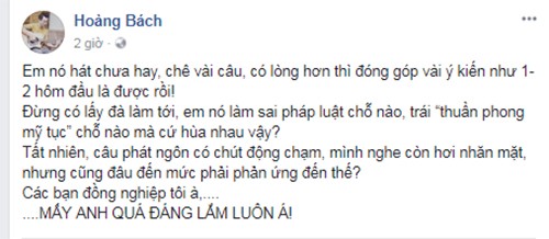 Hoang Bach, Lam Truong phan doi viec de xuat cam Chi Pu di hat-Hinh-3