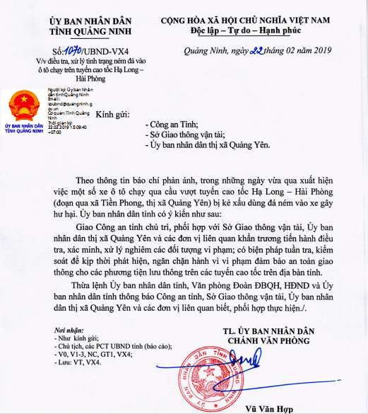 Quang Ninh: Dieu tra, xu ly viec nem da xe o to cao toc Ha Long – Hai Phong-Hinh-2