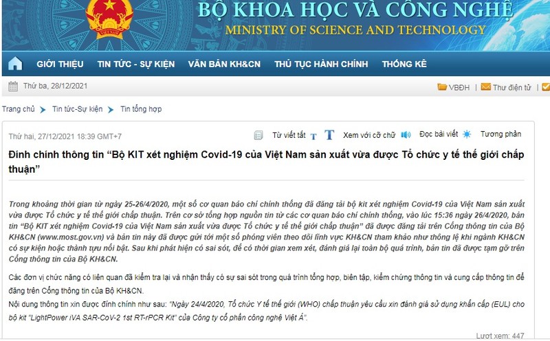 Bo KH&CN: Thong tin sai ve bo kit test Viet A do… tong hop tu bao chi-Hinh-2