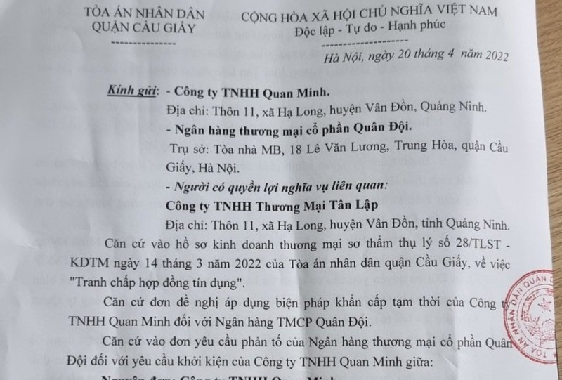 Quang Ninh: Vu chu du an Ocean Park Van Don khoi kien MB Bank, toa an yeu cau dung dau gia tai san.