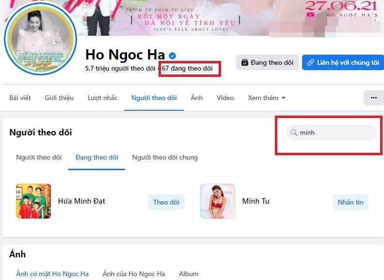 Bi phat hien follow Minh Hang, Ho Ngoc Ha 