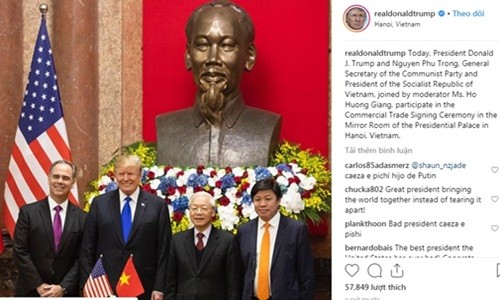 Vietjet Air xuat hien tren Instagram cua Tong thong Donald Trump