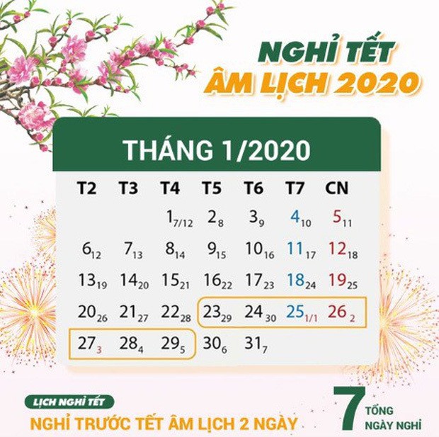 Lich nghi Tet Nguyen dan Canh Ty 2020 chinh thuc