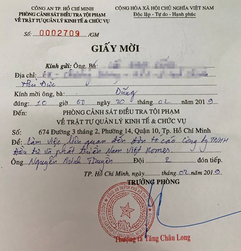 Nong: Cong an TP HCM vao cuoc vu Nam Viet Homes bi to “lua dao”