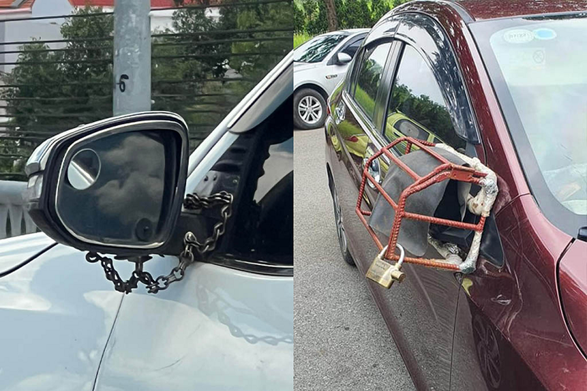 Muôn kiểu chống trộm gương xe ôtô chỉ có ở Việt Nam - Hình 3 Muon kieu chong trom guong xe oto chi co o Viet Nam-Hinh-3