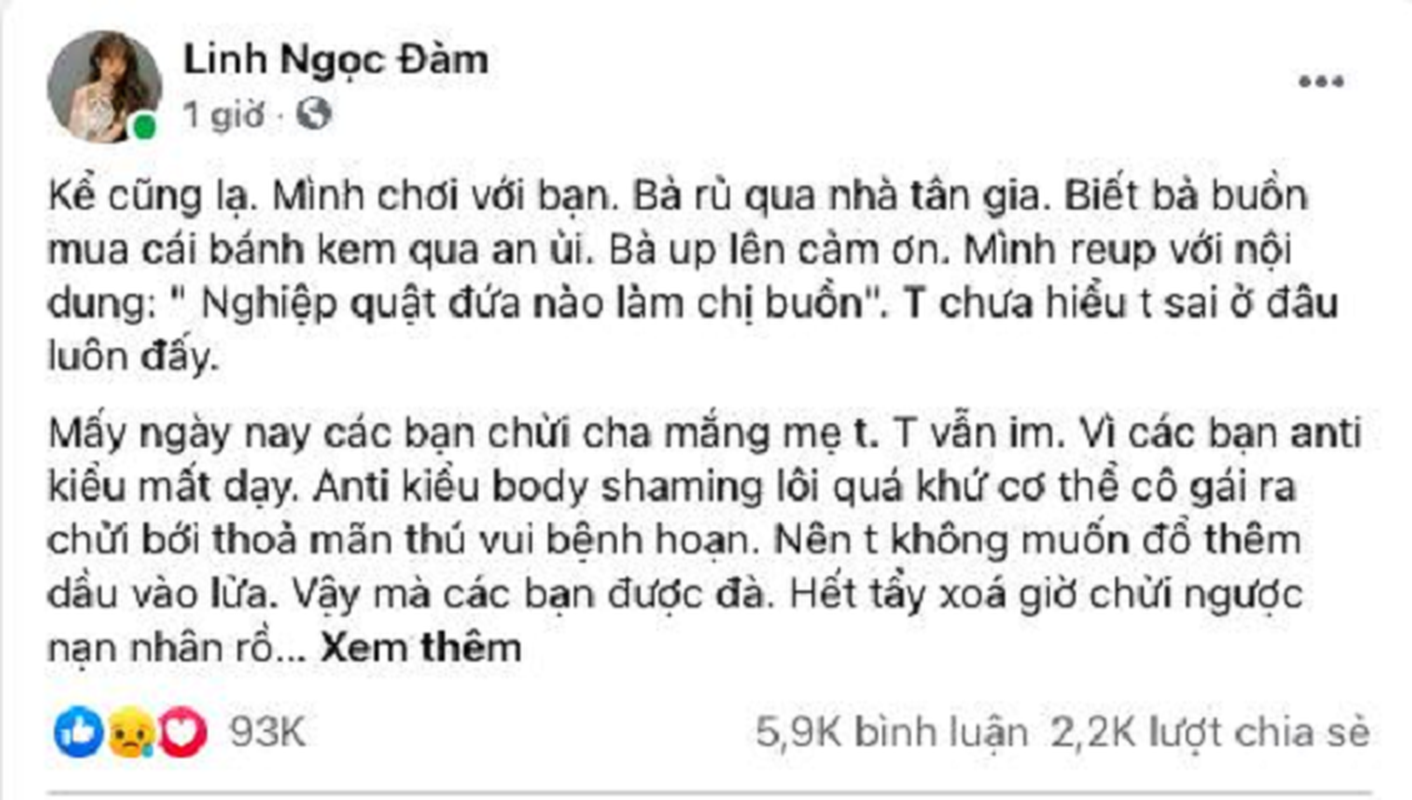 Linh Ngoc Dam nhan yeu thuong nhieu, khung bo cung lam